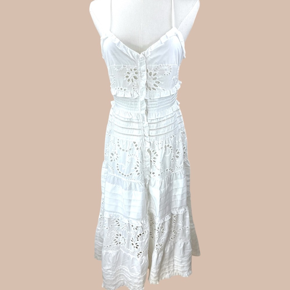 Line and Dot NWT SZ Small the Pixie White eyelet Tiered Maxi Dress - Picture 5 of 16